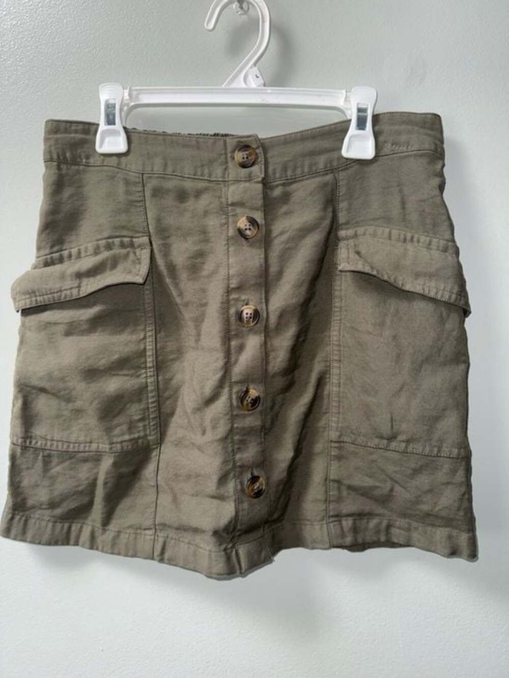 American Eagle Olive Green Button Front Utility Mini Skirt Size Small